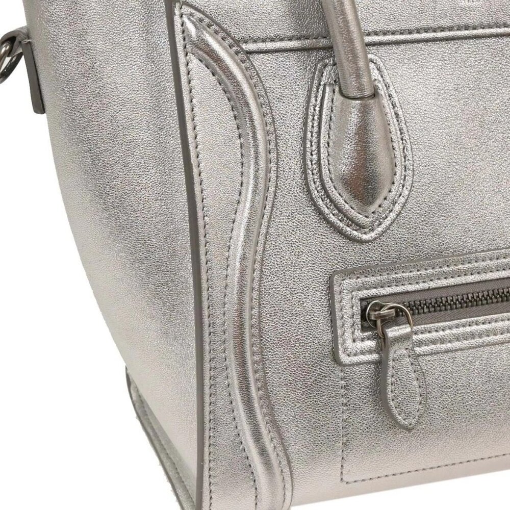 Celine Silver Leather Nano Luggage Tote Bag S-CU-4118 134745 - Picture 4 of 10